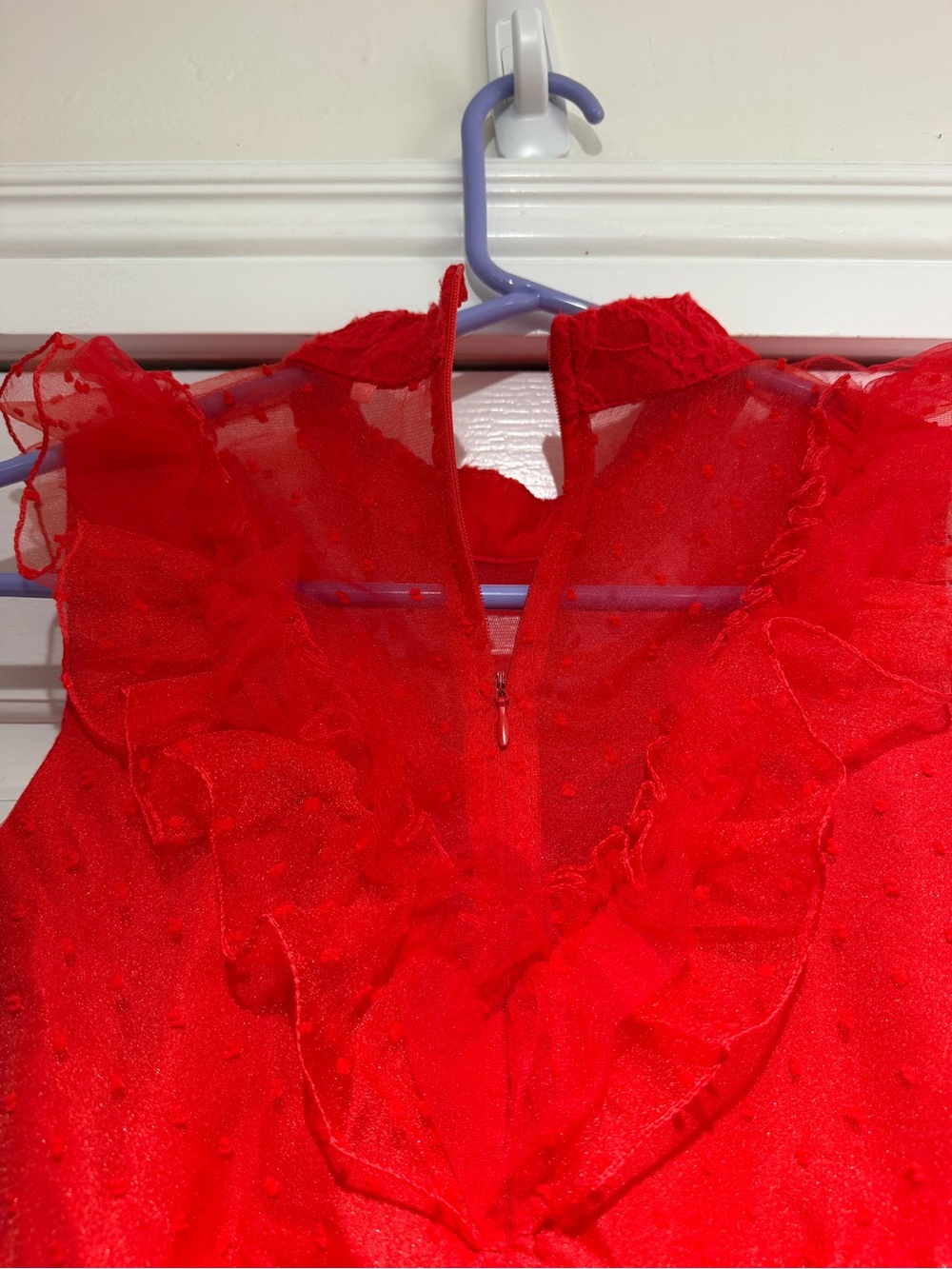 Red Layered Ruffle Party Dress for Girls - Picture 4 of 5